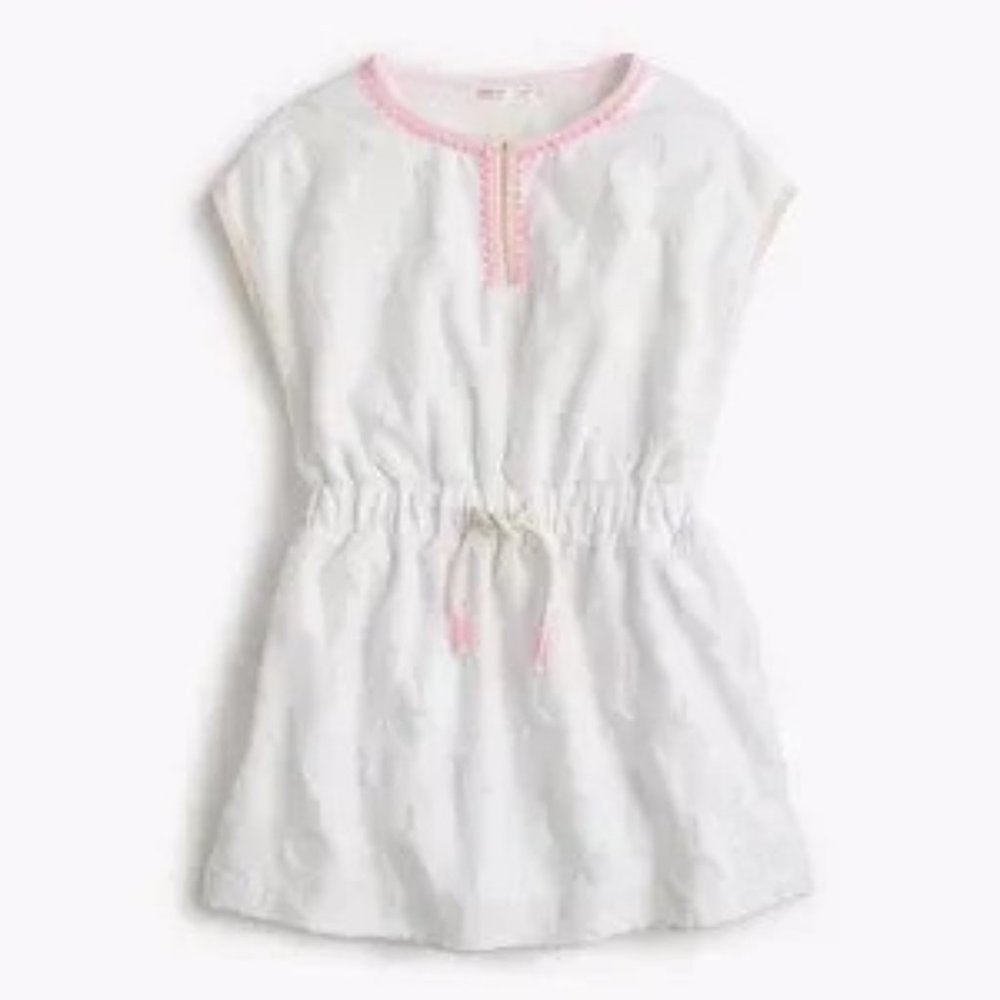 J. Crew Crewcuts White Stars Terry Short Sleeve Cover Up Dress - Size 14